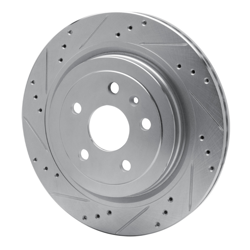 Cadillac CTS Brake Rotor (1) - Rear Left - R1 Concepts - Drilled & Slotted - Silver - `08-`14